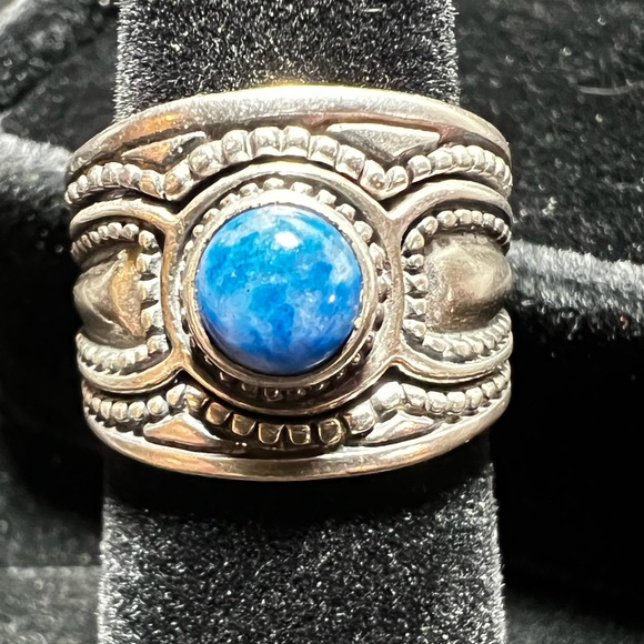 Beautiful Sterling silver three set ring with lapiz lazuli - Picture 11 of 13
